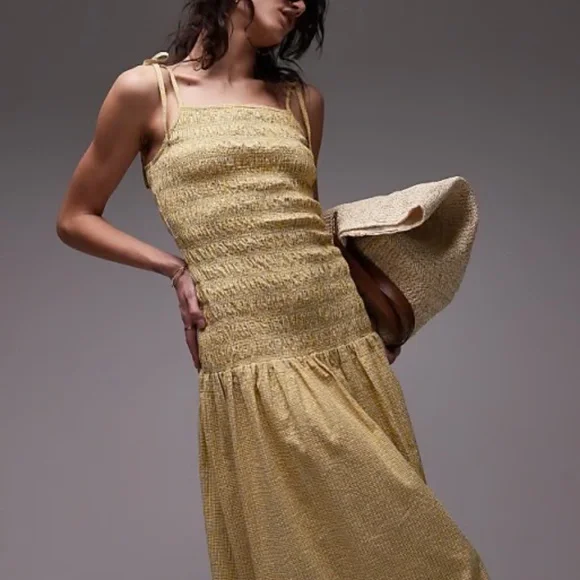 Topshop | Dresses | Topshop Cami Shirred Midi Dress In Yellow Plaid Size 8 | Poshmark Topshop | Dresses | Topshop Cami Shirred Midi Dress In Yellow Plaid Size 8 | Poshmark